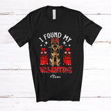 MacnyStore - Personalized Custom Name I Found My Valentine; Adorable German Shepherd Owner Flower Hearts T-Shirt