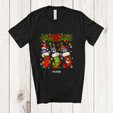 MacnyStore - Personalized Custom Name Three Raccoons In Christmas Socks; Lovely Animal Lover Family Group T-Shirt