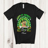 MacnyStore - Personalized Custom Name Happy St. Patrick's Day; Lovely Leprechaun Labrador Retriever Rainbow T-Shirt