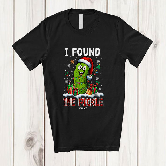 MacnyStore - Personalized Custom Name I Found The Pickle; Sarcastic Christmas Adult Plaid Pickles; Couple T-Shirt