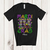 MacnyStore - Personalized Custom Name Mardi Gras; Joyful Three British Shorthair Owner; Beads King Cake Crawfish T-Shirt