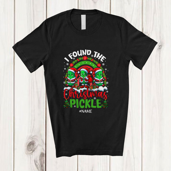 MacnyStore - Personalized Custom Name I Found The Pickle; Sarcastic Christmas Adult Three Pickles; Couple Rainbow T-Shirt