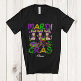 MacnyStore - Personalized Custom Name Mardi Gras; Joyful Three Sphynx Owner; Beads King Cake Crawfish T-Shirt