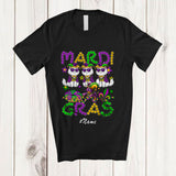 MacnyStore - Personalized Custom Name Mardi Gras; Joyful Three Persian Cat Owner; Beads King Cake Crawfish T-Shirt