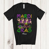 MacnyStore - Personalized Custom Name Mardi Gras; Joyful Three Pig Farmer; Beads King Cake Crawfish T-Shirt