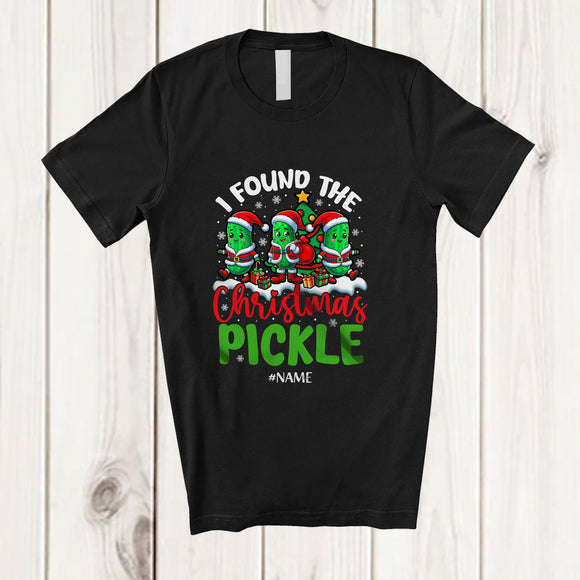 MacnyStore - Personalized Custom Name I Found The Pickle; Sarcastic Christmas Adult Three Pickles; Couple T-Shirt