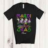 MacnyStore - Personalized Custom Name Mardi Gras; Joyful Three Horse Farmer; Beads King Cake Crawfish T-Shirt