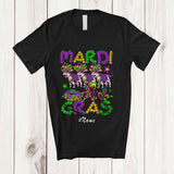 MacnyStore - Personalized Custom Name Mardi Gras; Joyful Three Cow Farmer; Beads King Cake Crawfish T-Shirt