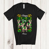 MacnyStore - Personalized Custom Name Happy St. Patrick's Day; Amusing Three Leprechaun Sphynx Cat Owner T-Shirt