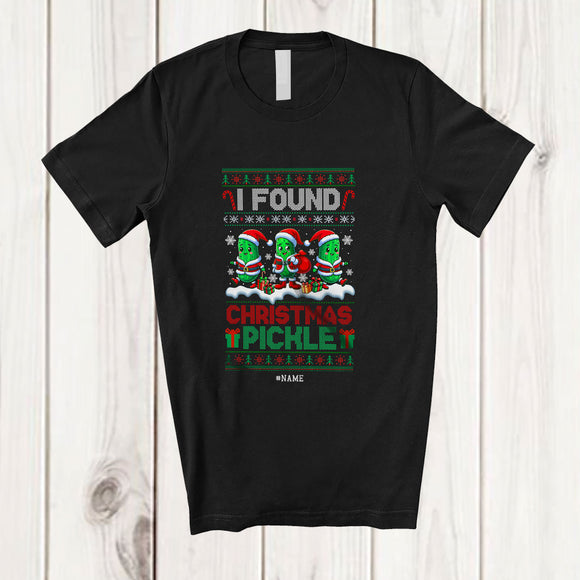 MacnyStore - Personalized Custom Name I Found The Pickle; Sarcastic Christmas Adult Sweater Three Pickles; Couple T-Shirt