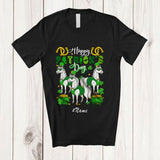 MacnyStore - Personalized Custom Name Happy St. Patrick's Day; Amusing Three Leprechaun Horse Farmer T-Shirt