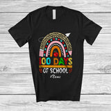 MacnyStore - Personalized Custom Name 100 Days Of School; Amusing Leopard Rainbow Pencil; Teacher Students T-Shirt