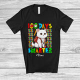 MacnyStore - Personalized Custom Name 100 Days Smarter; Lovely 100th Day Of School Cat Owner Lover T-Shirt