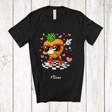MacnyStore - Personalized Custom Name Dabbing Heart Pineapple Sunglasses; Amusing Valentine Fruit Vegan T-Shirt