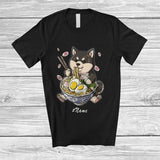 MacnyStore - Personalized Custom Name Kai Ken Dog Eating Ramen; Adorable Japanese Food Ramen Noodle T-Shirt