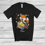 MacnyStore - Personalized Custom Name Fox Eating Ramen; Adorable Japanese Food Ramen Noodle Animal T-Shirt