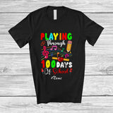 MacnyStore - Personalized Custom Name Playing Through 100 Days Of School; Amusing Music Teacher Students T-Shirt