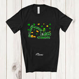 MacnyStore - Personalized Custom Name Shamrock Excavator Shape; Amazing St. Patrick's Day Irish Driver T-Shirt