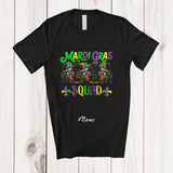 MacnyStore - Personalized Custom Name Mardi Gras Squad; Lovely Mardi Gras Beads Mask Three Alligators Lover T-Shirt