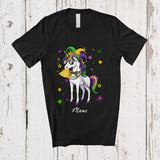 MacnyStore - Personalized Custom Name Unicorn Sunglasses Eating Nacho; Joyful Mardi Gras Beads Food T-Shirt