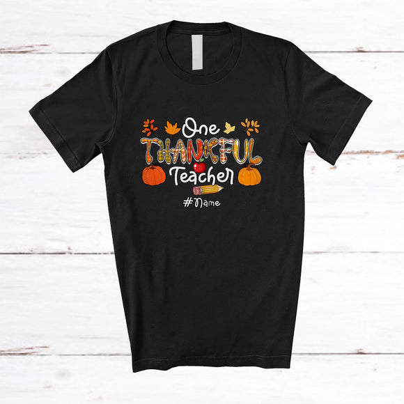 MacnyStore - Personalized Custom Name One Thankful Teacher; Proud Thanksgiving Jobs Turkey T-Shirt