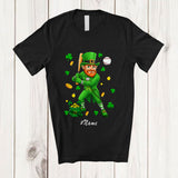 MacnyStore - Personalized Custom Name Leprechaun Playing Baseball; Awesome St. Patrick's Day Sport Player T-Shirt
