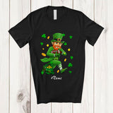 MacnyStore - Personalized Custom Name Leprechaun Playing Football; Awesome St. Patrick's Day Sport Player T-Shirt