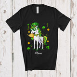 MacnyStore - Personalized Custom Name Unicorn Eating Nacho; Joyful St. Patrick's Day Shamrocks Food T-Shirt
