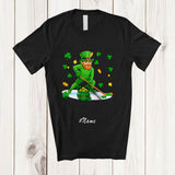 MacnyStore - Personalized Custom Name Leprechaun Playing Ice Hockey; Awesome St. Patrick's Day Sport Player T-Shirt