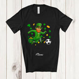 MacnyStore - Personalized Custom Name Leprechaun Playing Soccer; Awesome St. Patrick's Day Sport Player T-Shirt