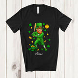 MacnyStore - Personalized Custom Name Leprechaun Playing Softball; Awesome St. Patrick's Day Sport Player T-Shirt