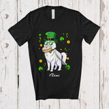 MacnyStore - Personalized Custom Name Cat Eating Donut; Joyful St. Patrick's Day Shamrocks Food T-Shirt