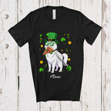 MacnyStore - Personalized Custom Name Cat Eating Pizza; Joyful St. Patrick's Day Shamrocks Italian Food T-Shirt
