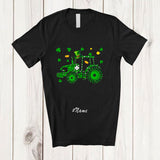 MacnyStore - Personalized Custom Name Shamrock Tractor Shape; Amazing St. Patrick's Day Irish Driver T-Shirt