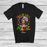 MacnyStore - Personalized Custom Name Black Girl Magic; Amazing Black History Month African Women Afro T-Shirt