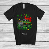 MacnyStore - Personalized Custom Name Crab On Monster Truck; Joyful St. Patrick's Day Shamrock Sea Animal T-Shirt