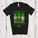 MacnyStore - Personalized Custom Name Shamrockin' With Gnomies; Lovely Three Gnomes Drinking Shamrock T-Shirt
