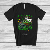 MacnyStore - Personalized Custom Name Goat On Monster Truck; Joyful St. Patrick's Day Shamrock Farm Animal T-Shirt