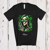 MacnyStore - Personalized Custom Name Skull Skeleton Girls Women; Awesome St. Patrick's Day Irish Shamrocks T-Shirt