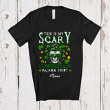 MacnyStore - Personalized Custom Name My Scary St. Patrick's Day; Humorous Messy Bun Hair Women Skull T-Shirt