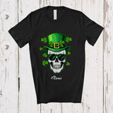 MacnyStore - Personalized Custom Name Skull Sunglasses Boys Men; Scary St. Patrick's Day Shamrock Irish T-Shirt