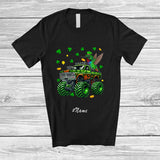 MacnyStore - Personalized Custom Name Hummingbird On Monster Truck; Joyful St. Patrick's Day Shamrock Bird T-Shirt