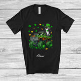 MacnyStore - Personalized Custom Name Orca On Monster Truck; Joyful St. Patrick's Day Shamrock Sea Animal T-Shirt