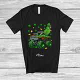 MacnyStore - Personalized Custom Name Parrot On Monster Truck; Joyful St. Patrick's Day Shamrock Bird T-Shirt