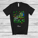 MacnyStore - Personalized Custom Name Peacock On Monster Truck; Joyful St. Patrick's Day Shamrock Bird T-Shirt