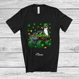MacnyStore - Personalized Custom Name Penguin On Monster Truck; Joyful St. Patrick's Day Shamrock Bird T-Shirt