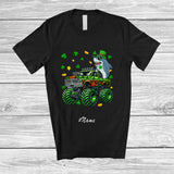 MacnyStore - Personalized Custom Name Shark On Monster Truck; Joyful St. Patrick's Day Shamrock Sea Animal T-Shirt