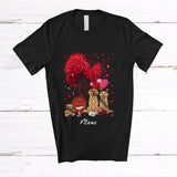 MacnyStore - Personalized Custom Name Couple Golden Retriever With Hearts Tree; Lovely Valentine Flowers T-Shirt