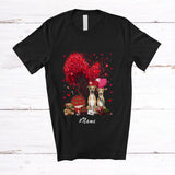 MacnyStore - Personalized Custom Name Couple Whippet With Hearts Tree; Lovely Valentine Heart Flowers T-Shirt