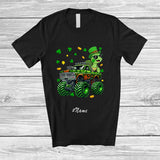 MacnyStore - Personalized Custom Name Turtle On Monster Truck; Joyful St. Patrick's Day Shamrock Sea Animal T-Shirt